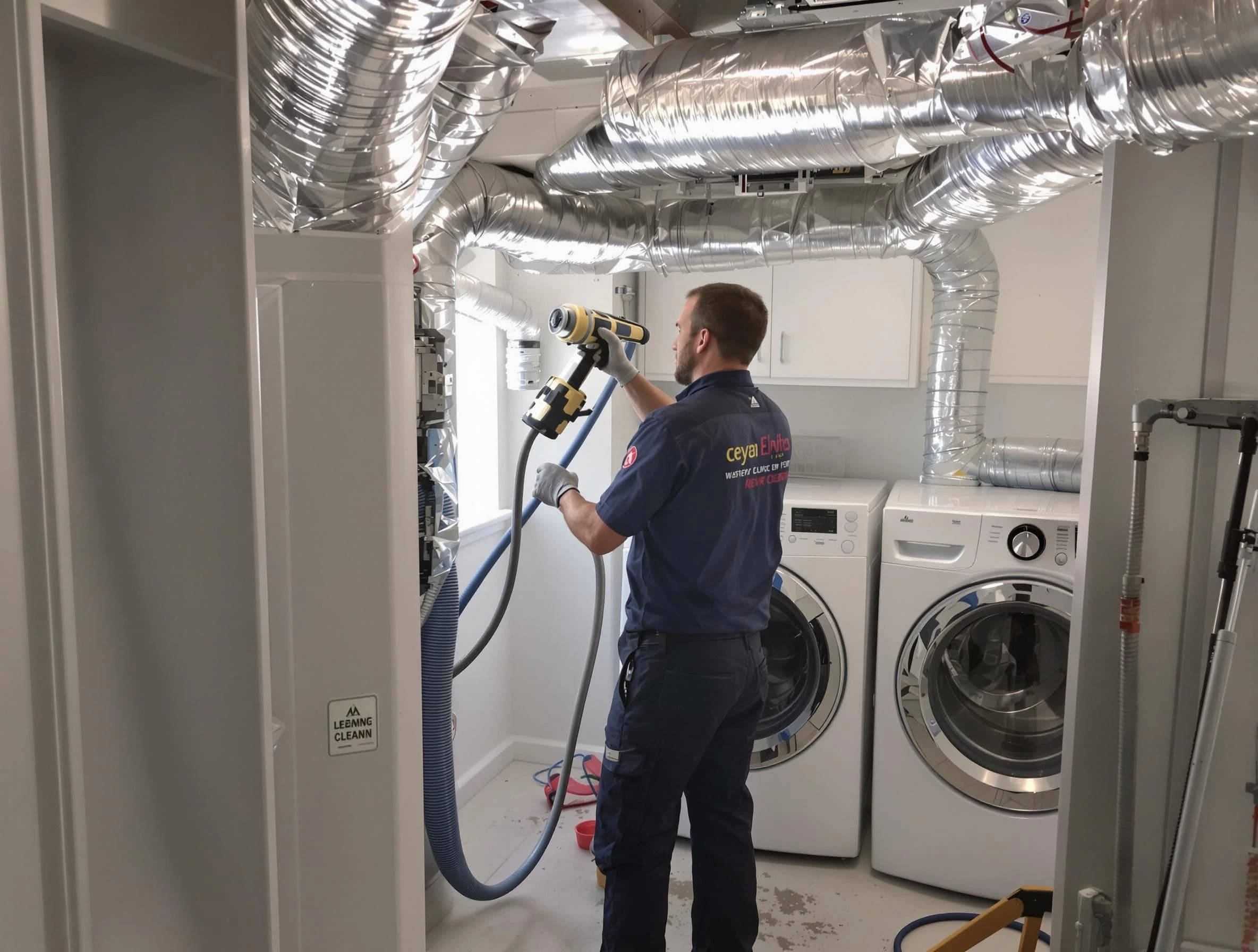 Wellsville Dryer Vent Cleaning specialist using advanced equipment for thorough duct cleaning in Wellsville