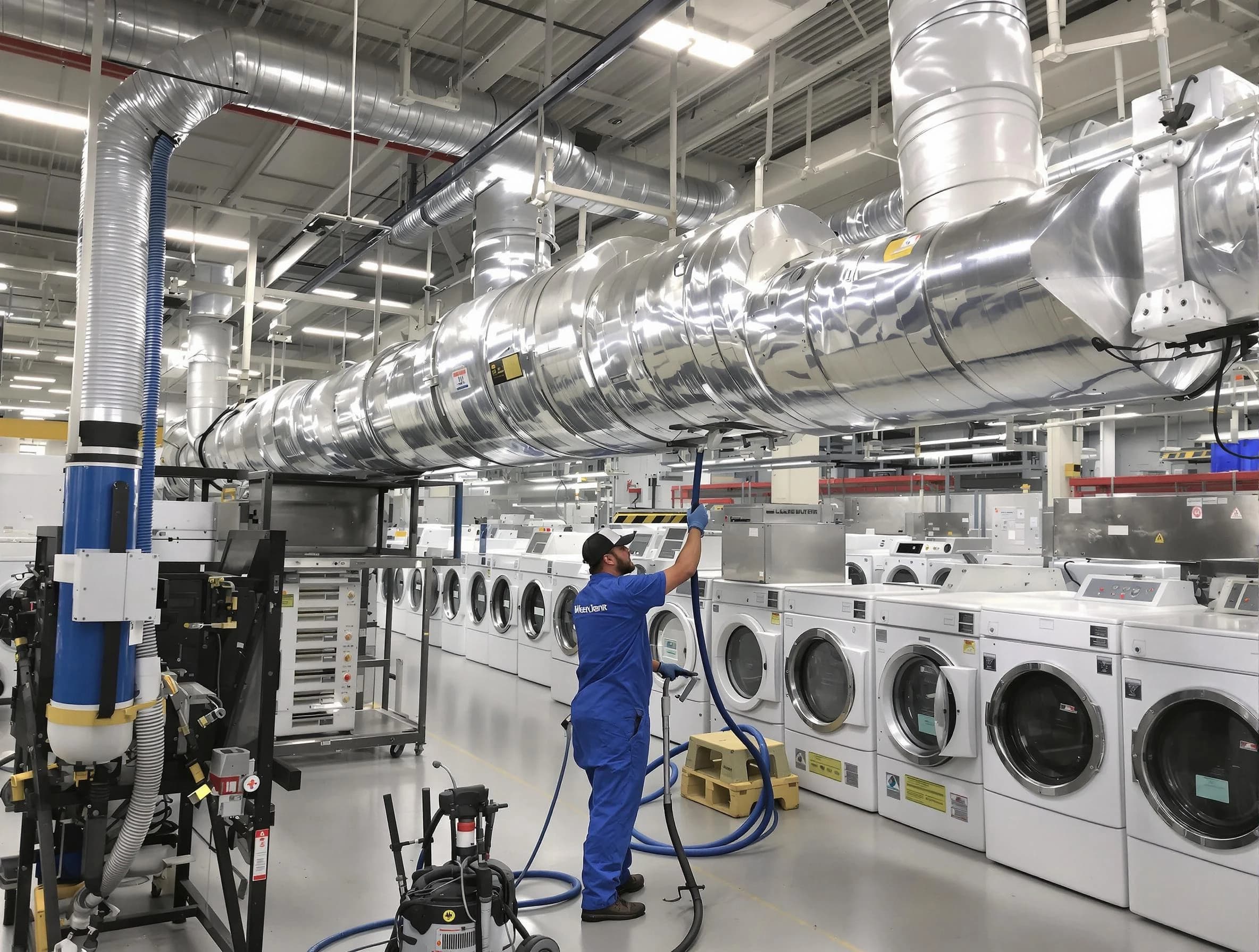 Wellsville Dryer Vent Cleaning team performing heavy-duty industrial dryer vent cleaning in Wellsville