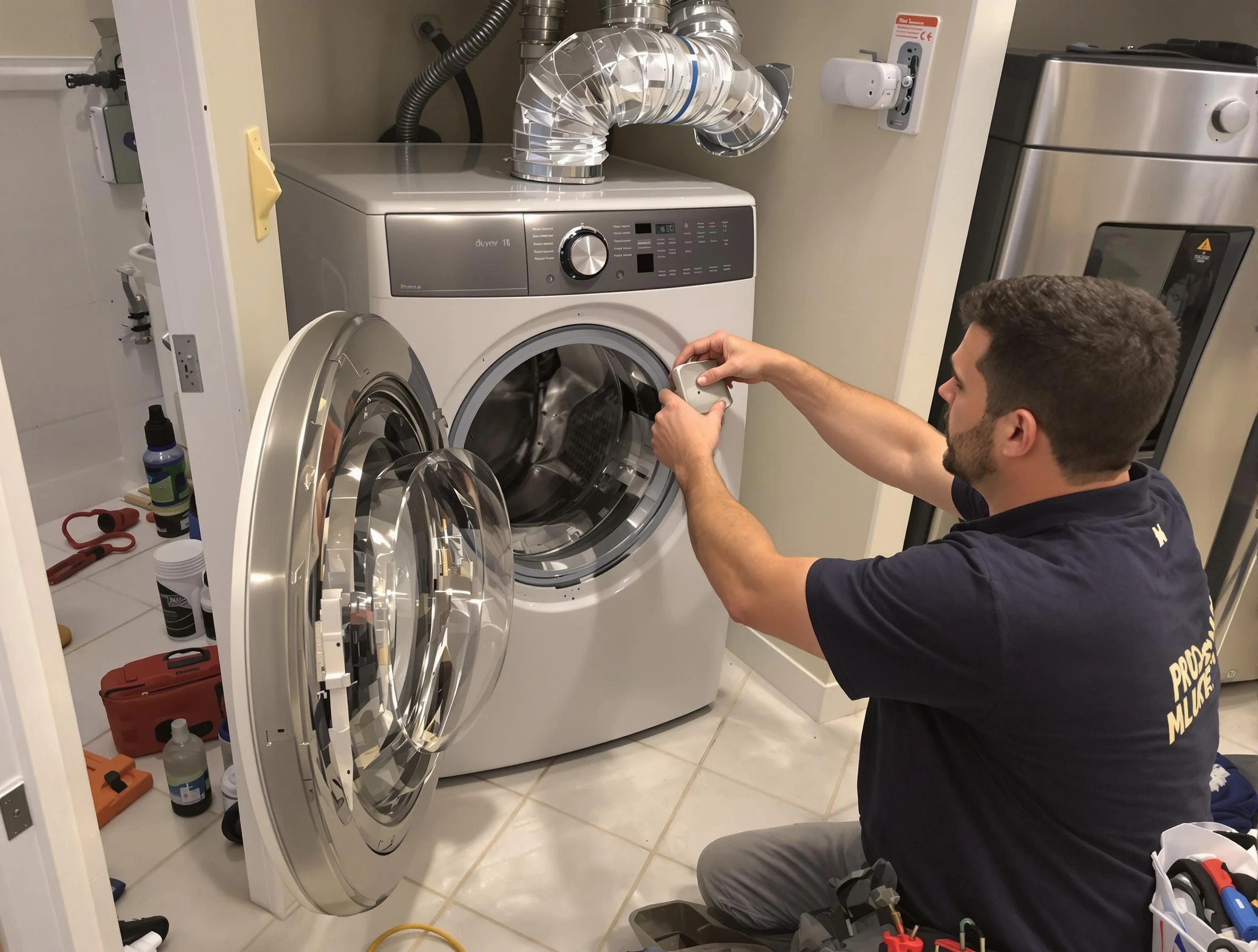 Wellsville Dryer Vent Cleaning technician performing precise dryer vent hose installation in Wellsville