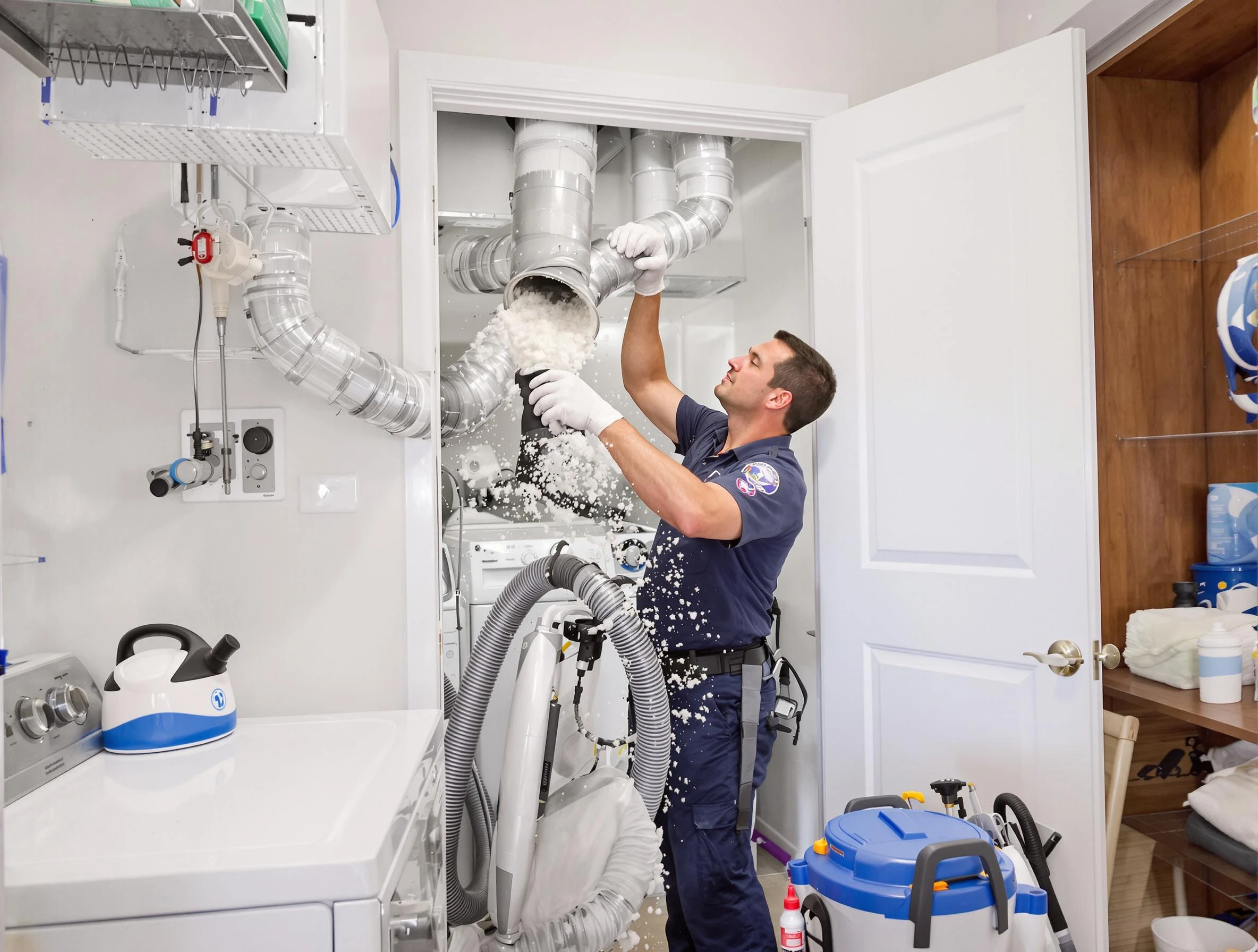 Wellsville Dryer Vent Cleaning technician delivering thorough residential dryer vent cleaning service in Wellsville